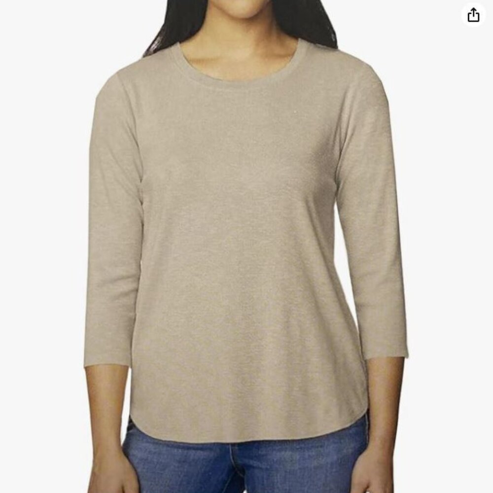 NWT Kirkland Signature 3/4 sleeve Slub tee. XXL beige